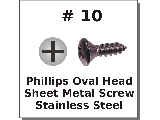 #10 Phillips Oval Head Sheet Metal Screws