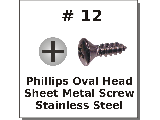 #12 Phillips Oval Head Sheet Metal Screws