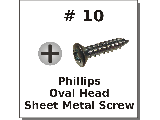 #10 Phillips Oval Sheet Metal Screws Steel