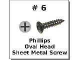 #6 Phillips Oval Sheet Metal Screws Steel