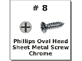 #8 Phillips Oval Sheet Metal Screws Chrome