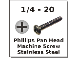 1/4-20 Phillips Pan Head Sheet Metal Screws Stainless