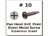 #10 Phillips Pan Head Drill Point Metal Screws Stainless