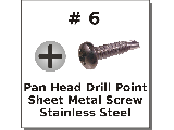 #6 Phillips Pan Head Drill Point Metal Screws Stainless